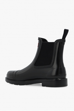 レインシューズ HUNTER [WOMEN] Commando Chelsea Gloss Rain Boots Black WFS10 Amazon.com | Hunter Women's Original Gloss Chelsea Boots